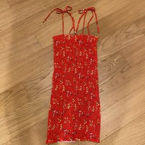 Red- orange stretchy mini dress
